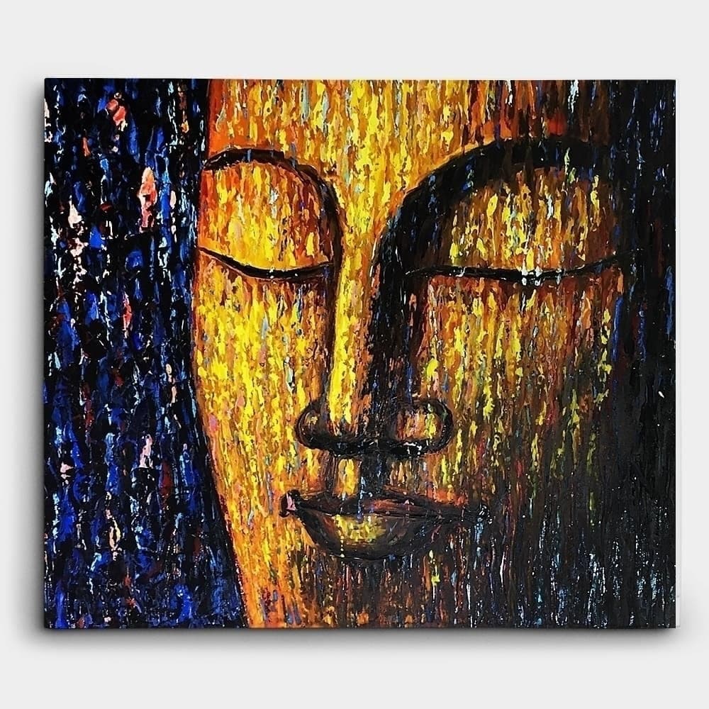 Blue and Gold Buddha Oil Painting