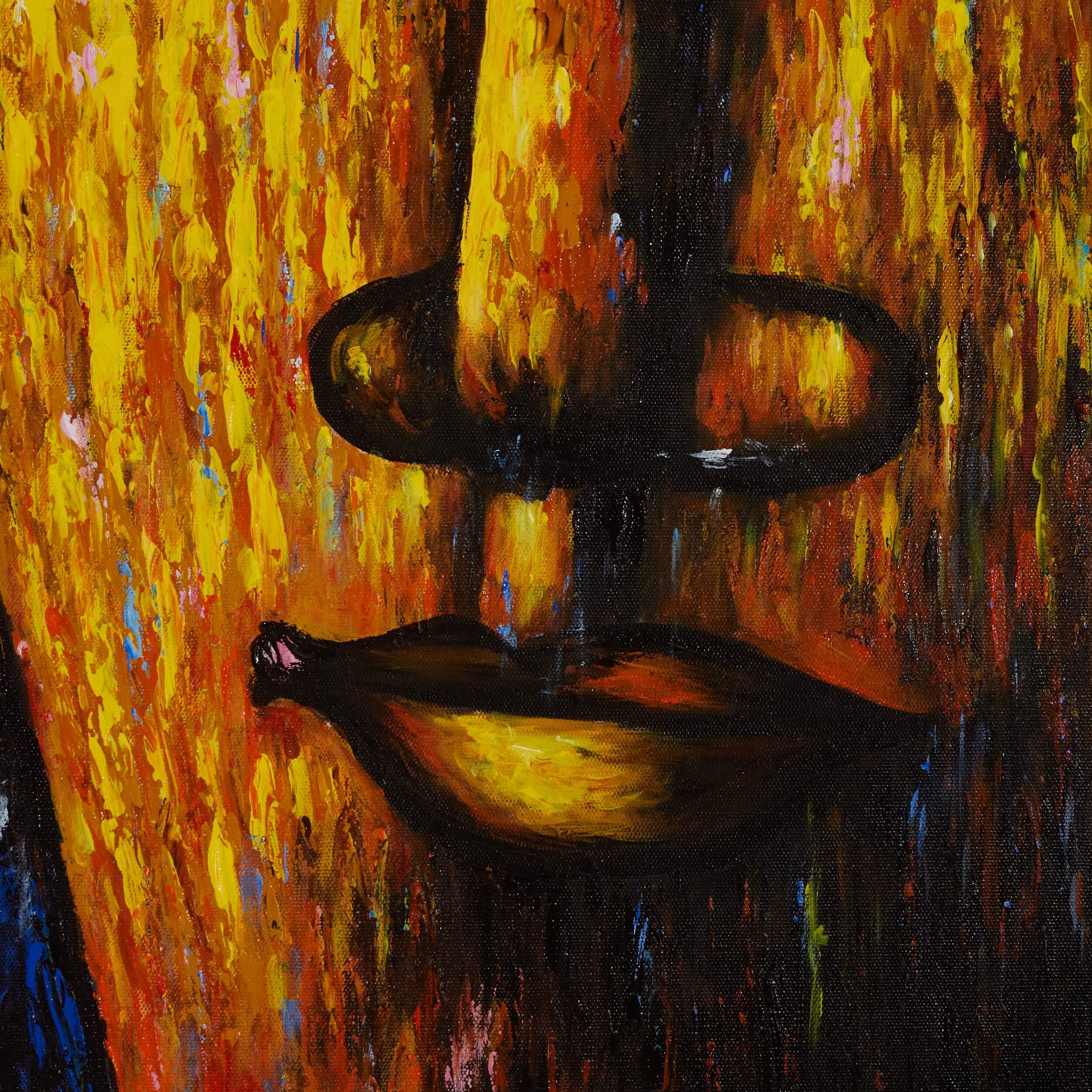 Blue and Gold Buddha Oil Painting image 3