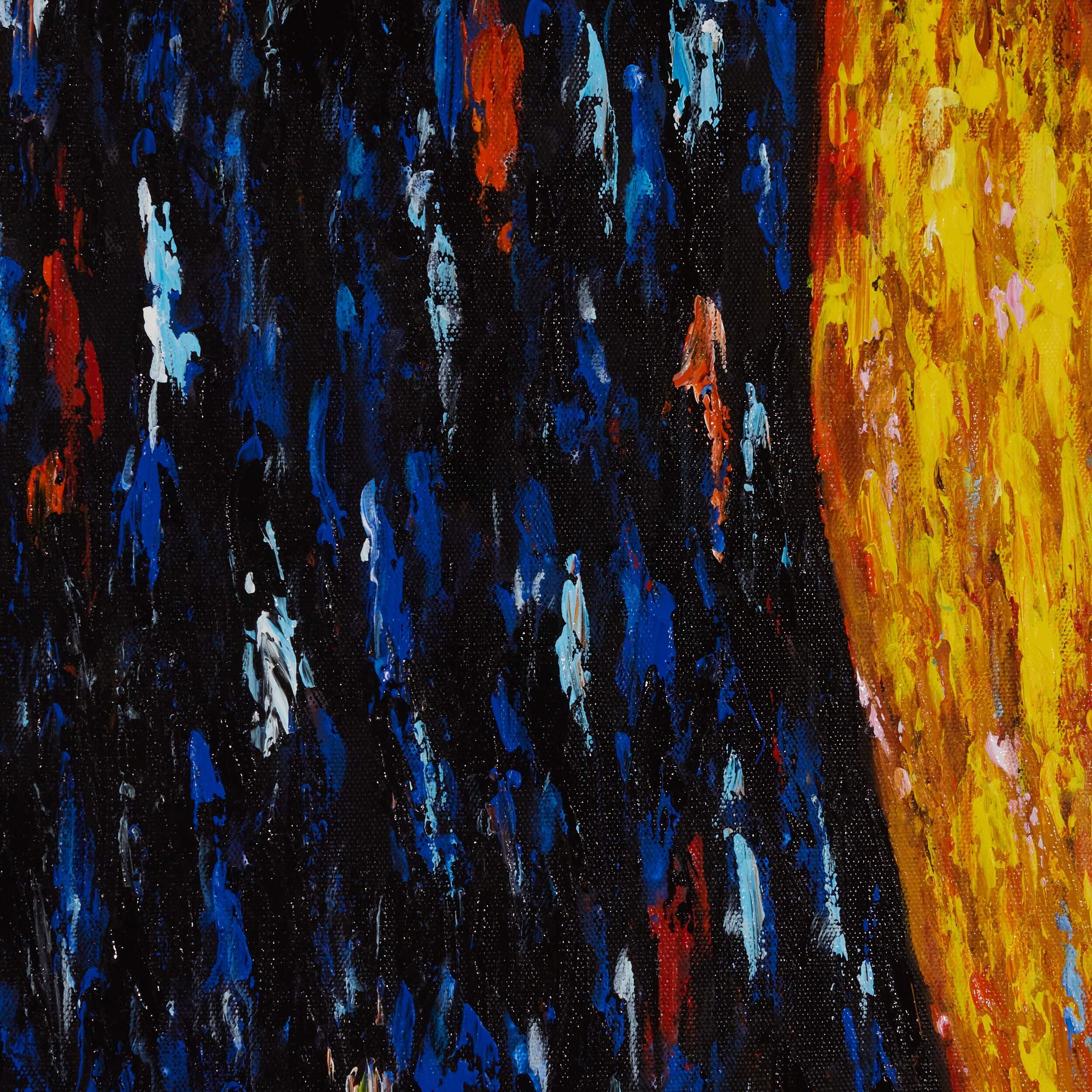 Blue and Gold Buddha Oil Painting image 4