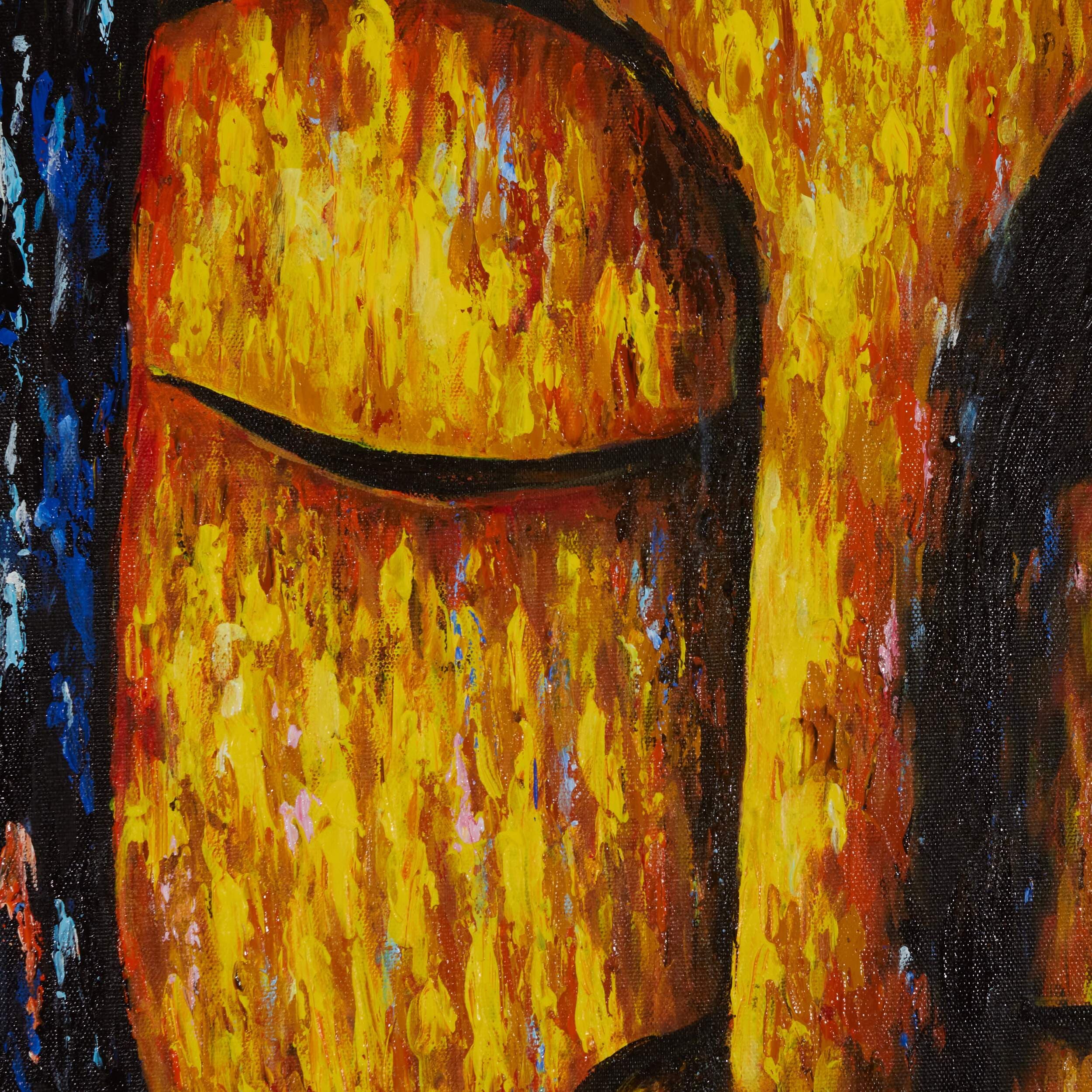 Blue and Gold Buddha Oil Painting image 2