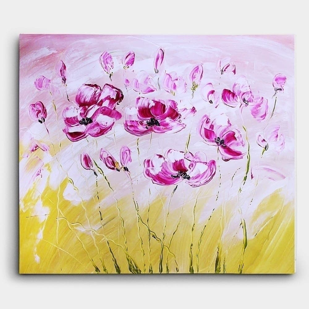 Pink and Magenta Poppy Field Painting