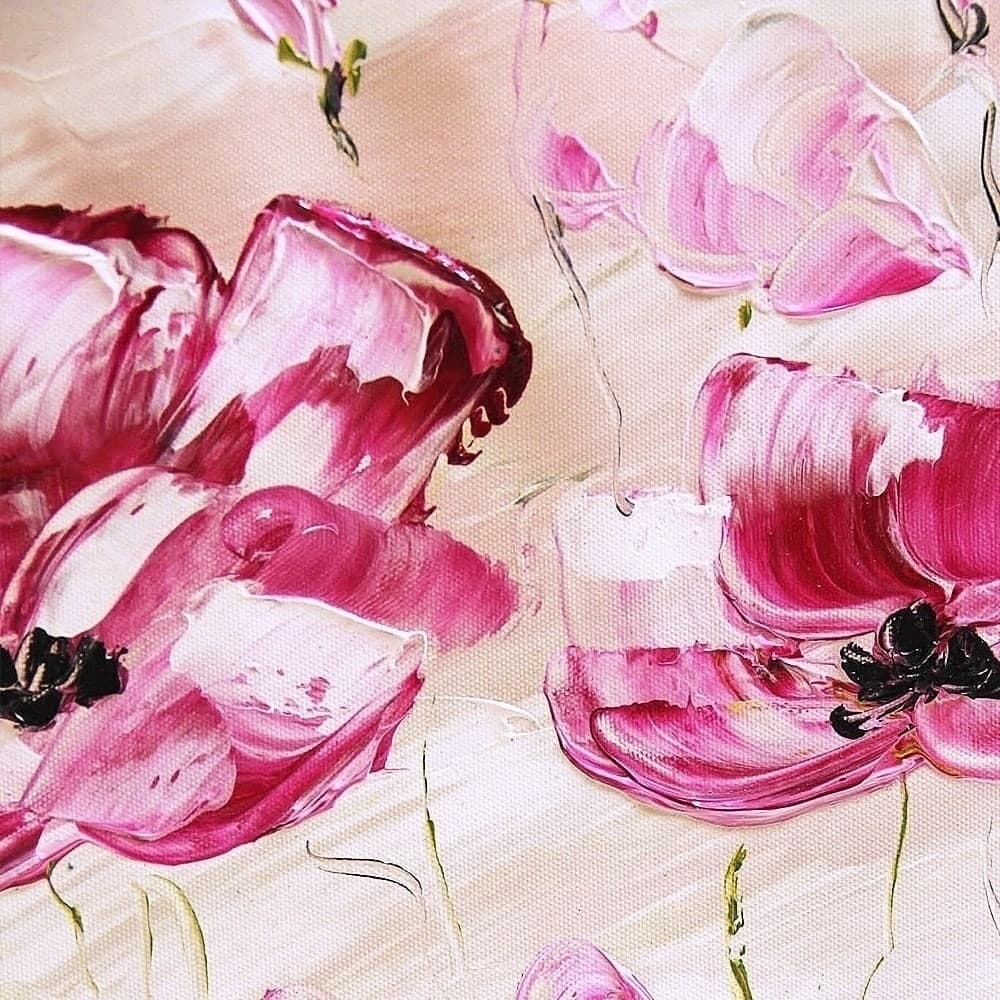 Pink and Magenta Poppy Field Painting image 3