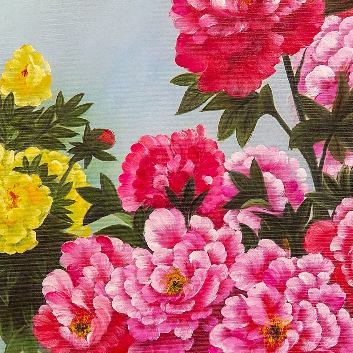 Pink and Yellow Peonies Under Blue Sky image 4