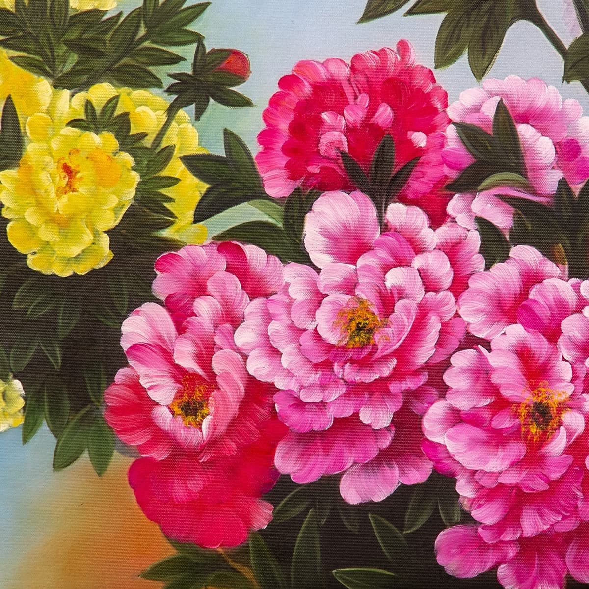 Pink and Yellow Peonies Under Blue Sky image 5