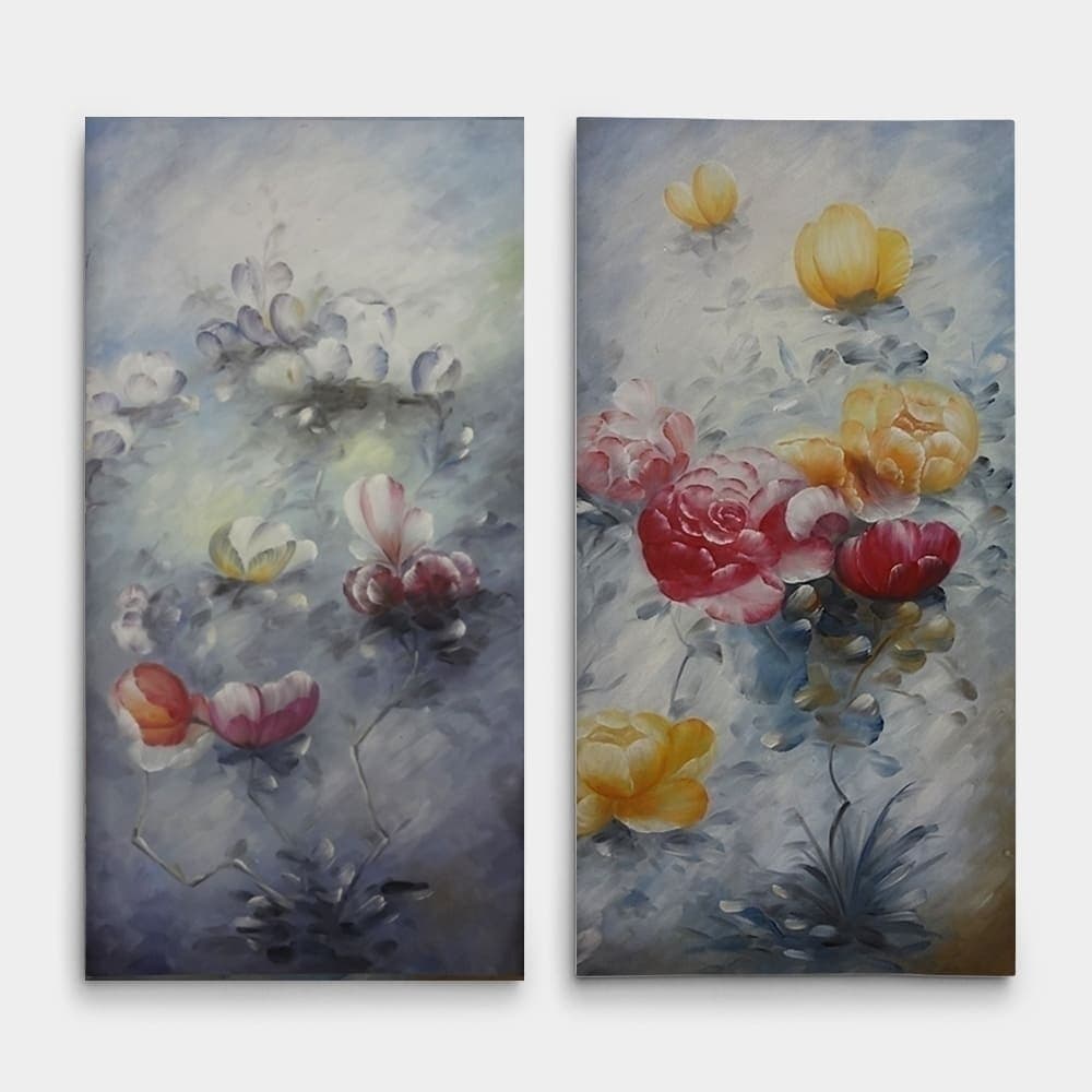 Peonies in Misty Blue Diptych