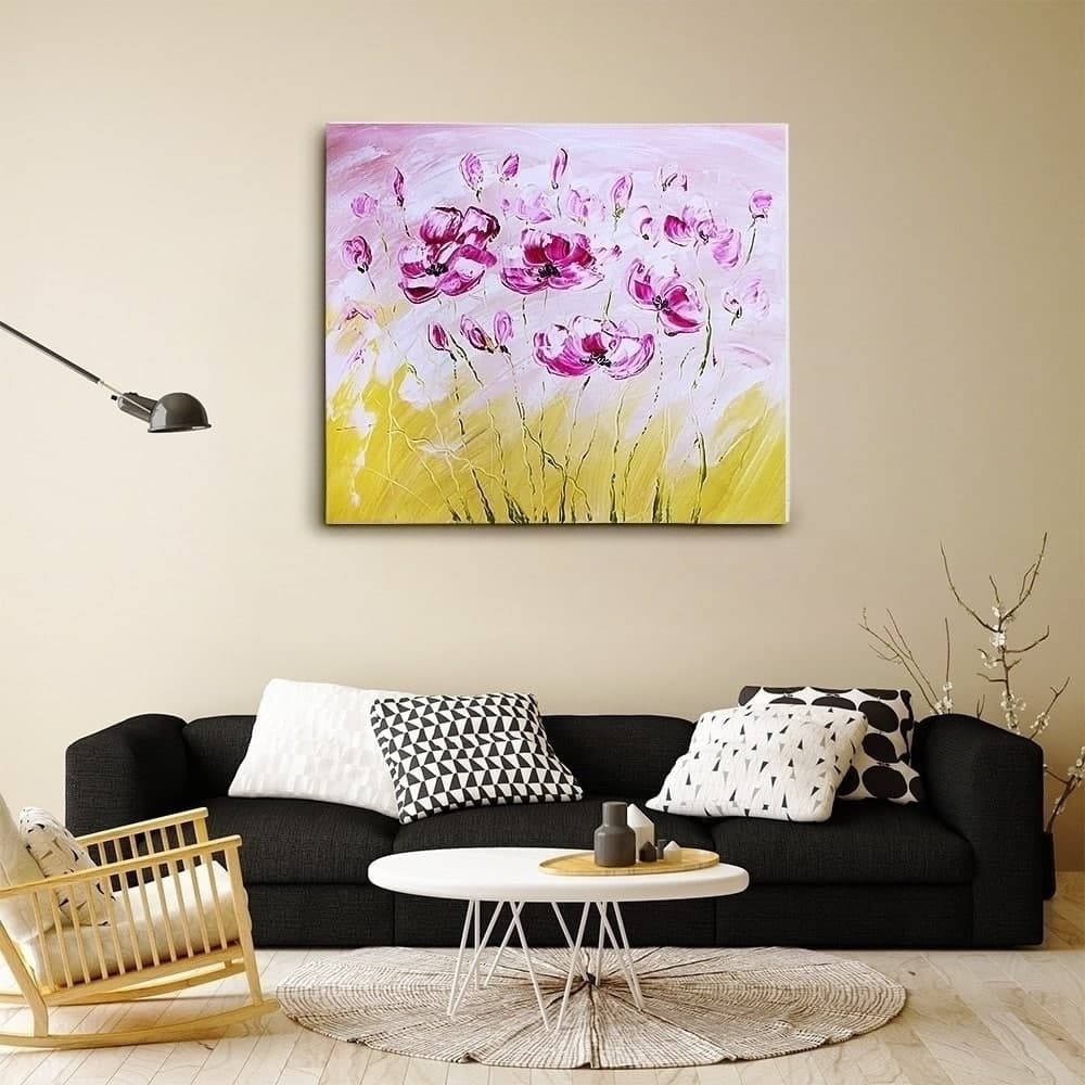 Pink and Magenta Poppy Field Painting image 6