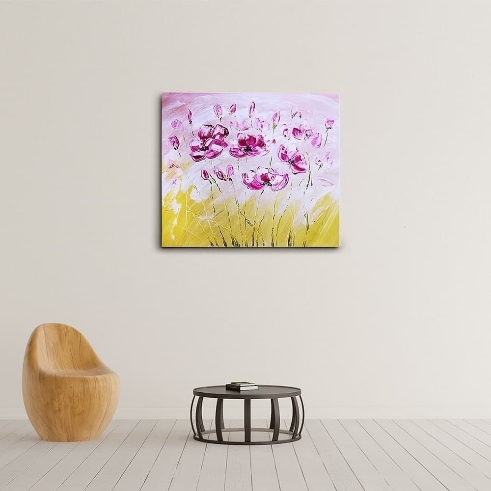 Pink and Magenta Poppy Field Painting image 5