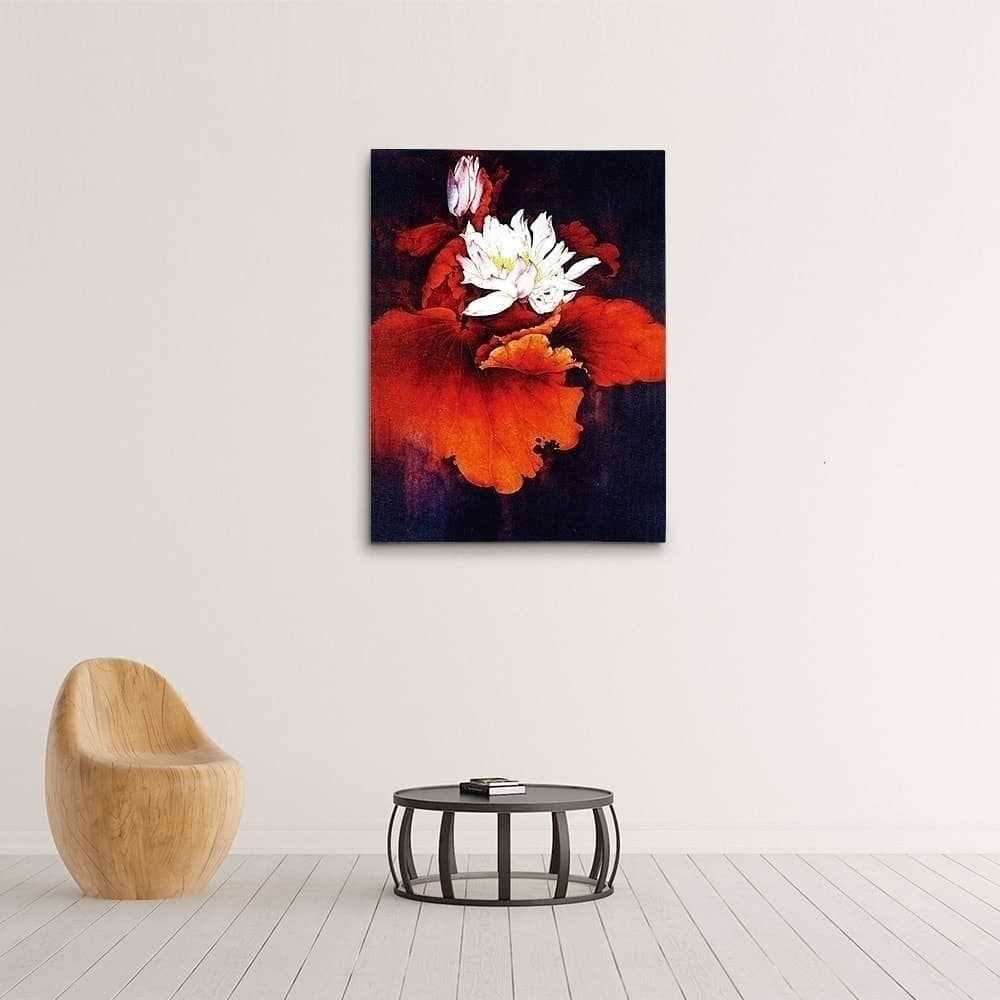 White Lotus on Deep Red Leaves image 3