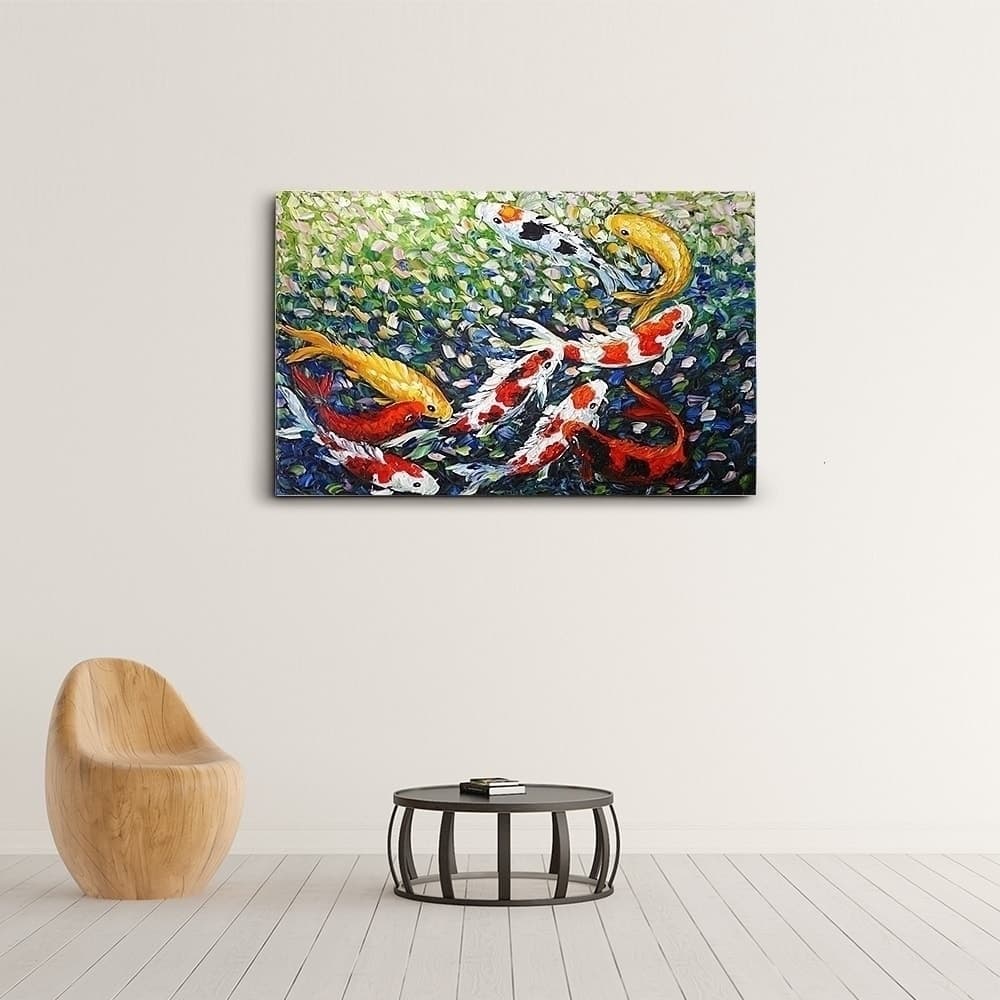 Nine Koi Fish in Colorful Lotus Pond image 7