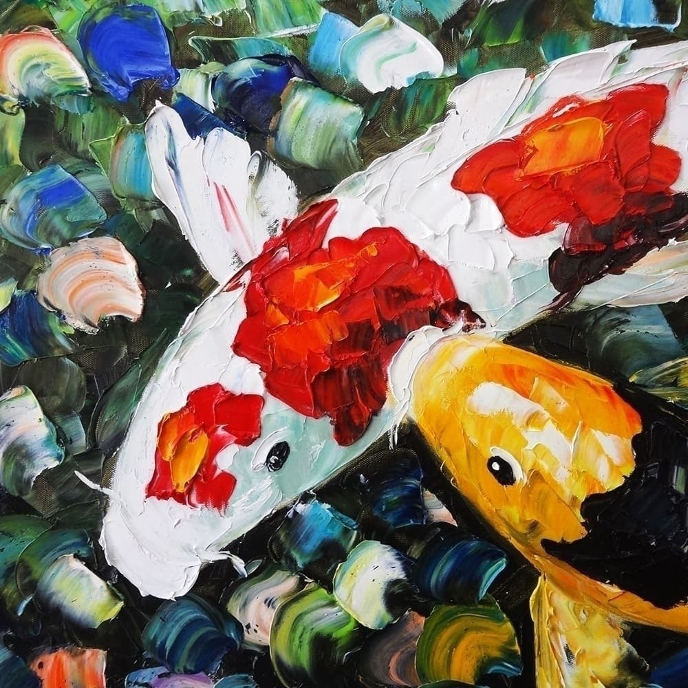 Nine Koi Fish in Colorful Lotus Pond image 3