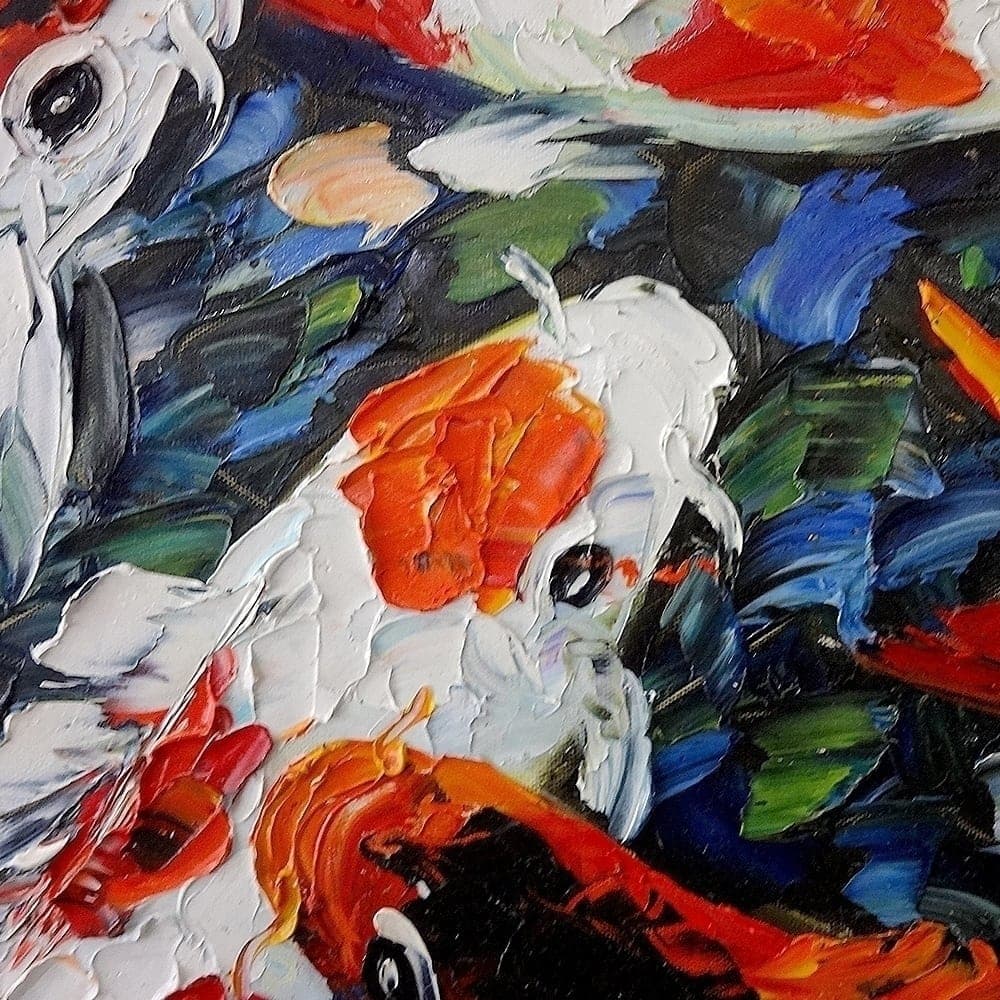 Nine Koi Fish in Colorful Lotus Pond image 4