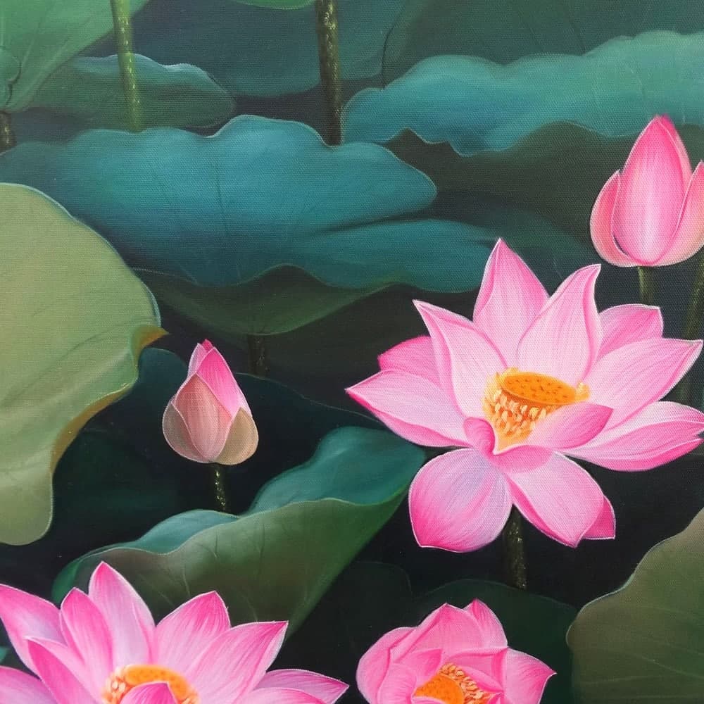 Pink Lotus Pond in Full Bloom image 3