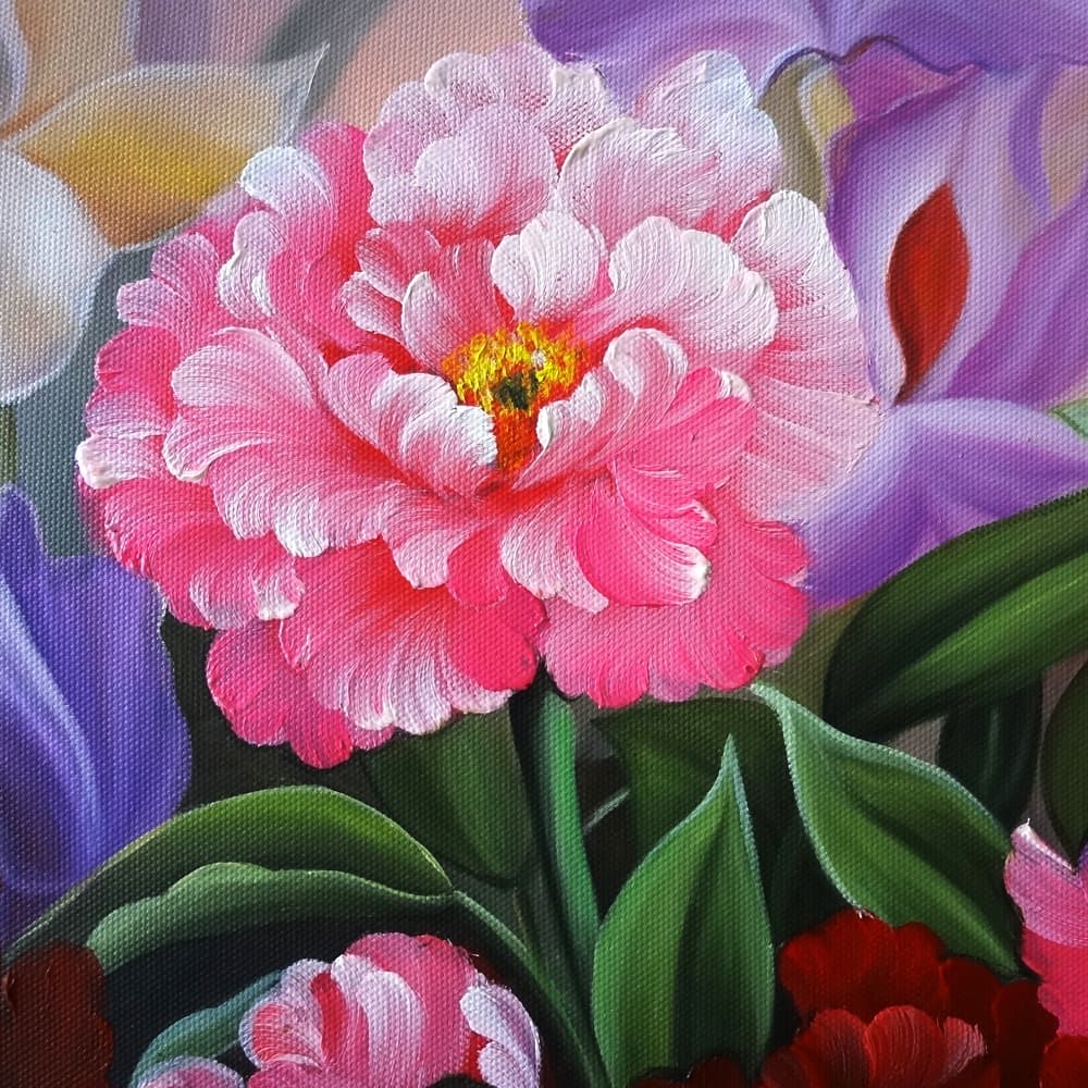 Peonies and Iris with Hummingbirds image 4