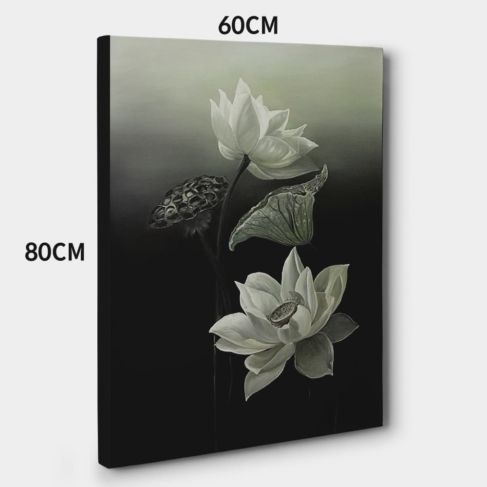 White Lotus with Seed Pod on Dark Background image 2