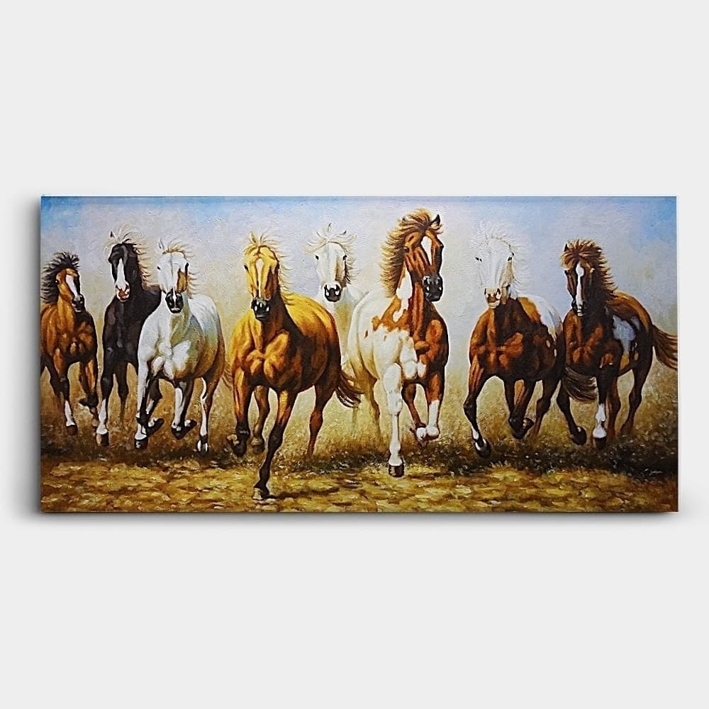 Eight Horses Charging Across Golden Fields