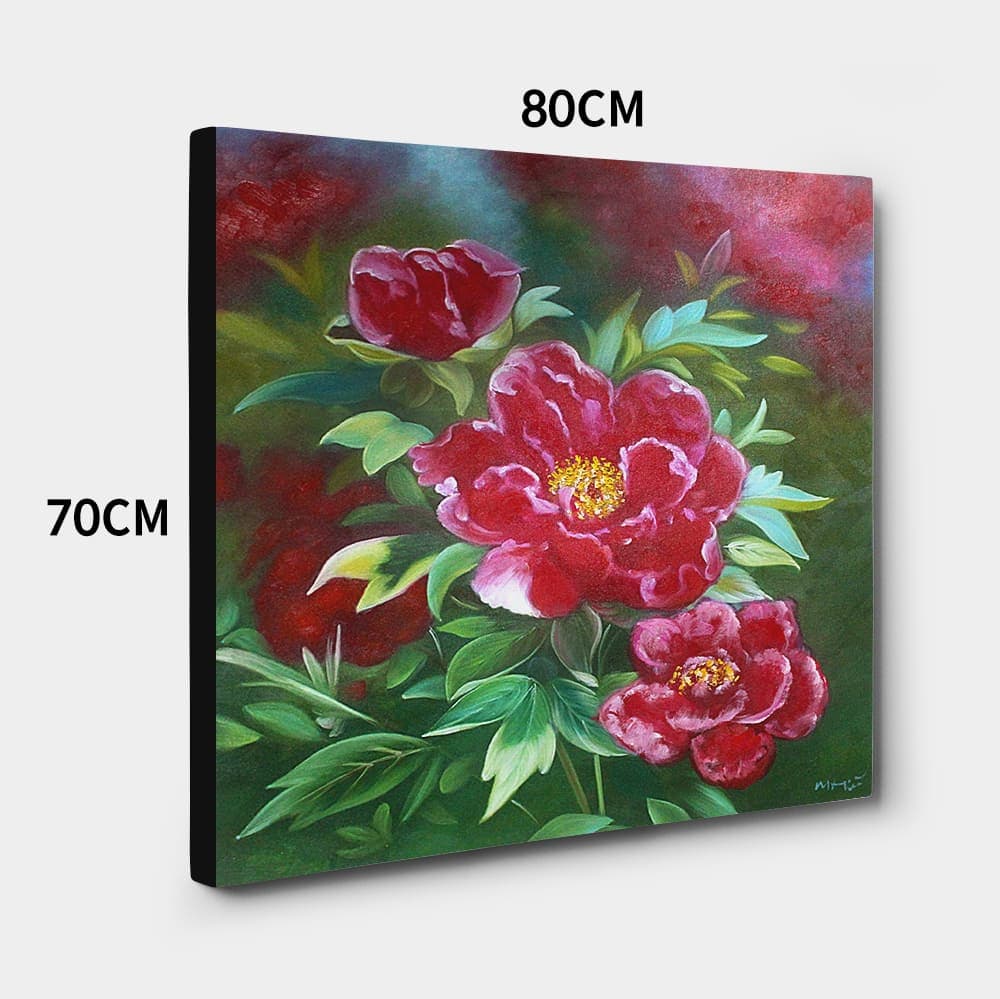 Deep Red Peonies on Dark Green Background image 8