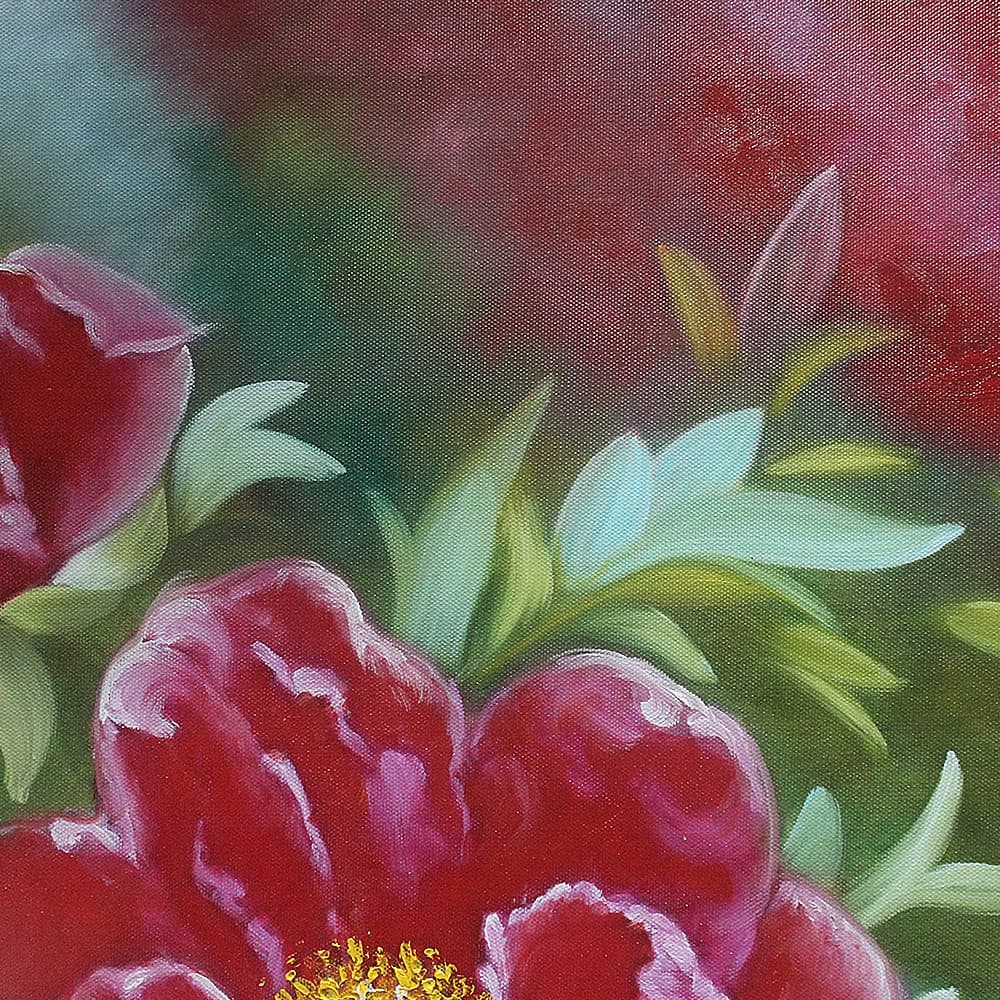 Deep Red Peonies on Dark Green Background image 5