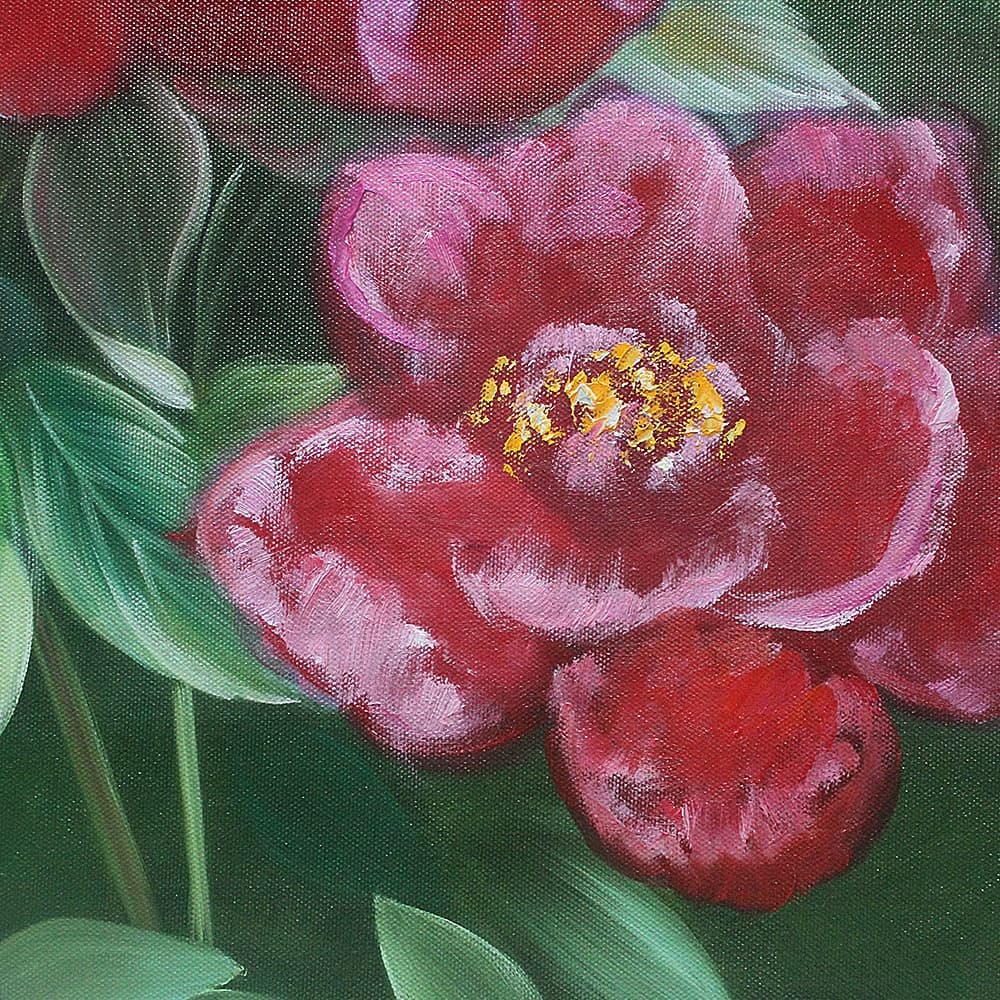 Deep Red Peonies on Dark Green Background image 4