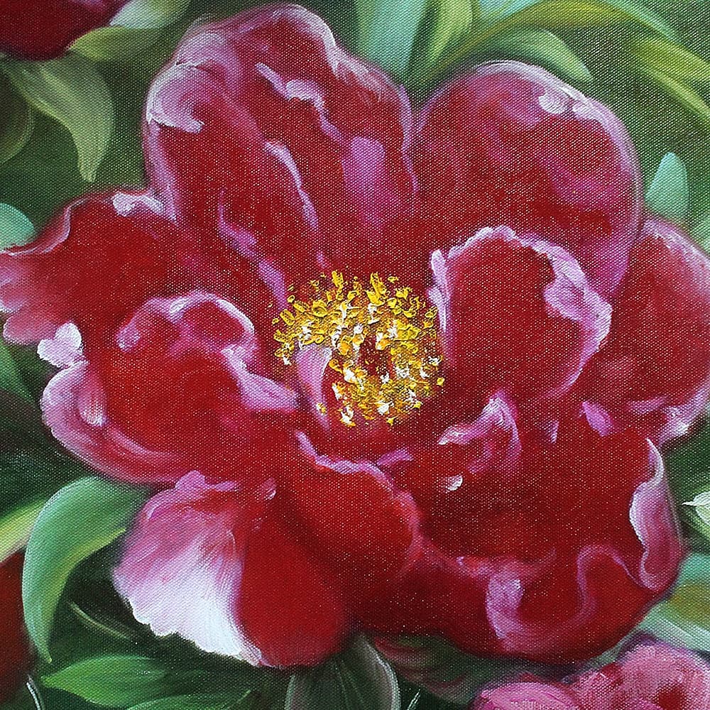 Deep Red Peonies on Dark Green Background image 3