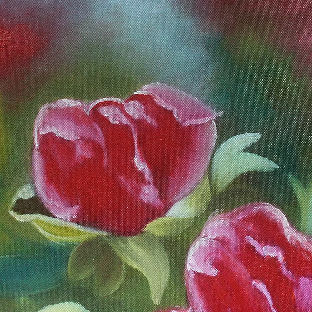 Deep Red Peonies on Dark Green Background image 6