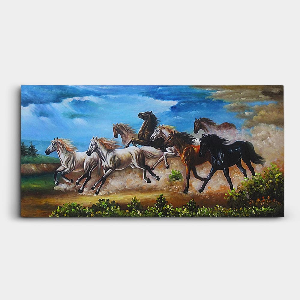 Eight Horses Galloping on the Open Prairie