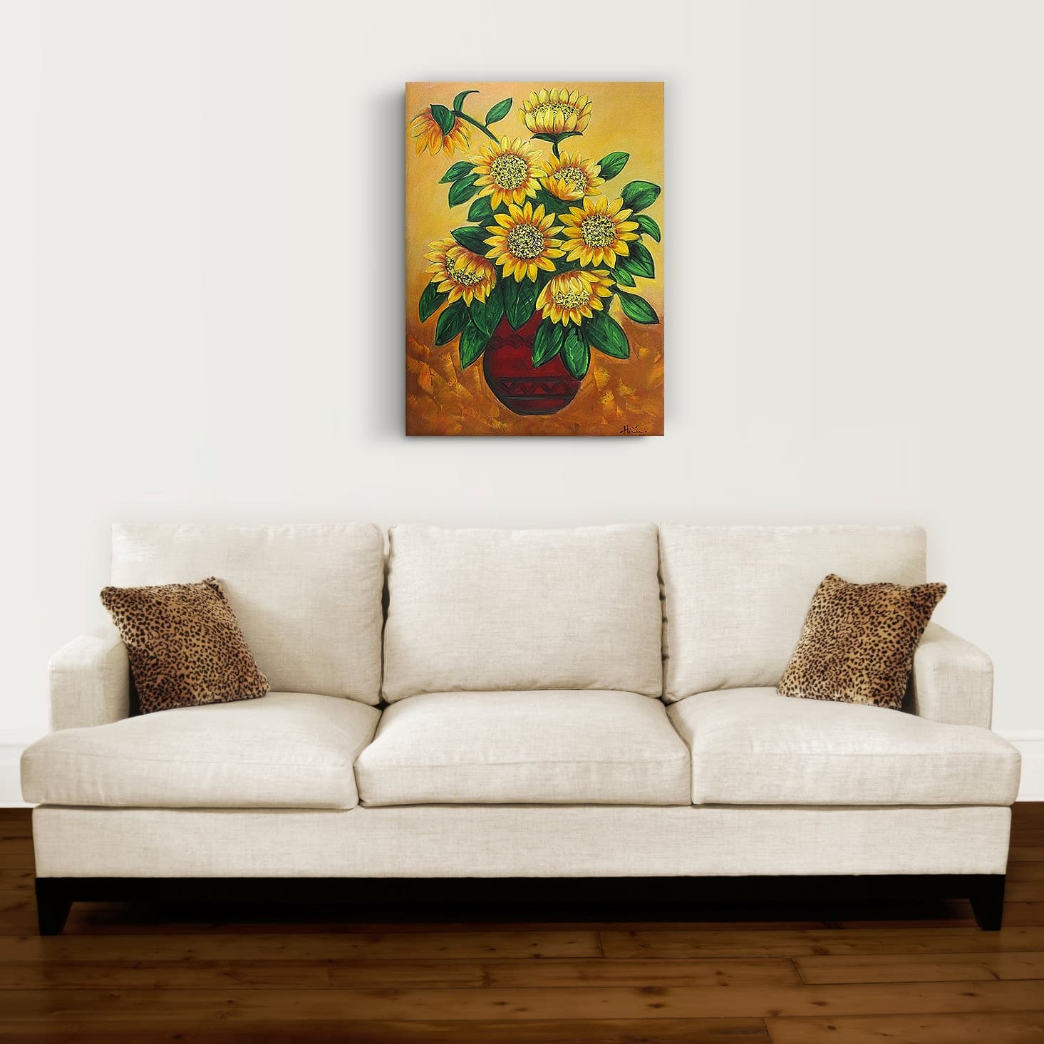 Sunflowers in a Dark Red Vase image 7