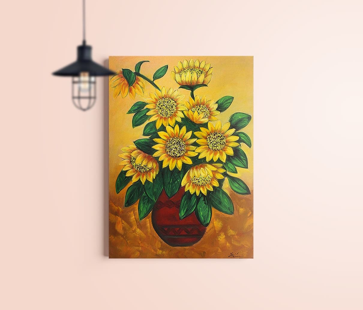 Sunflowers in a Dark Red Vase image 2