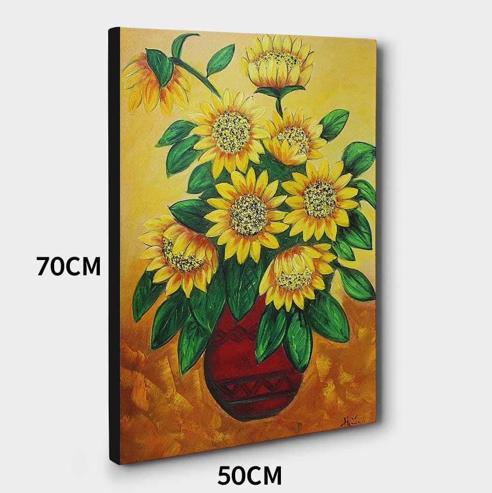 Sunflowers in a Dark Red Vase image 8