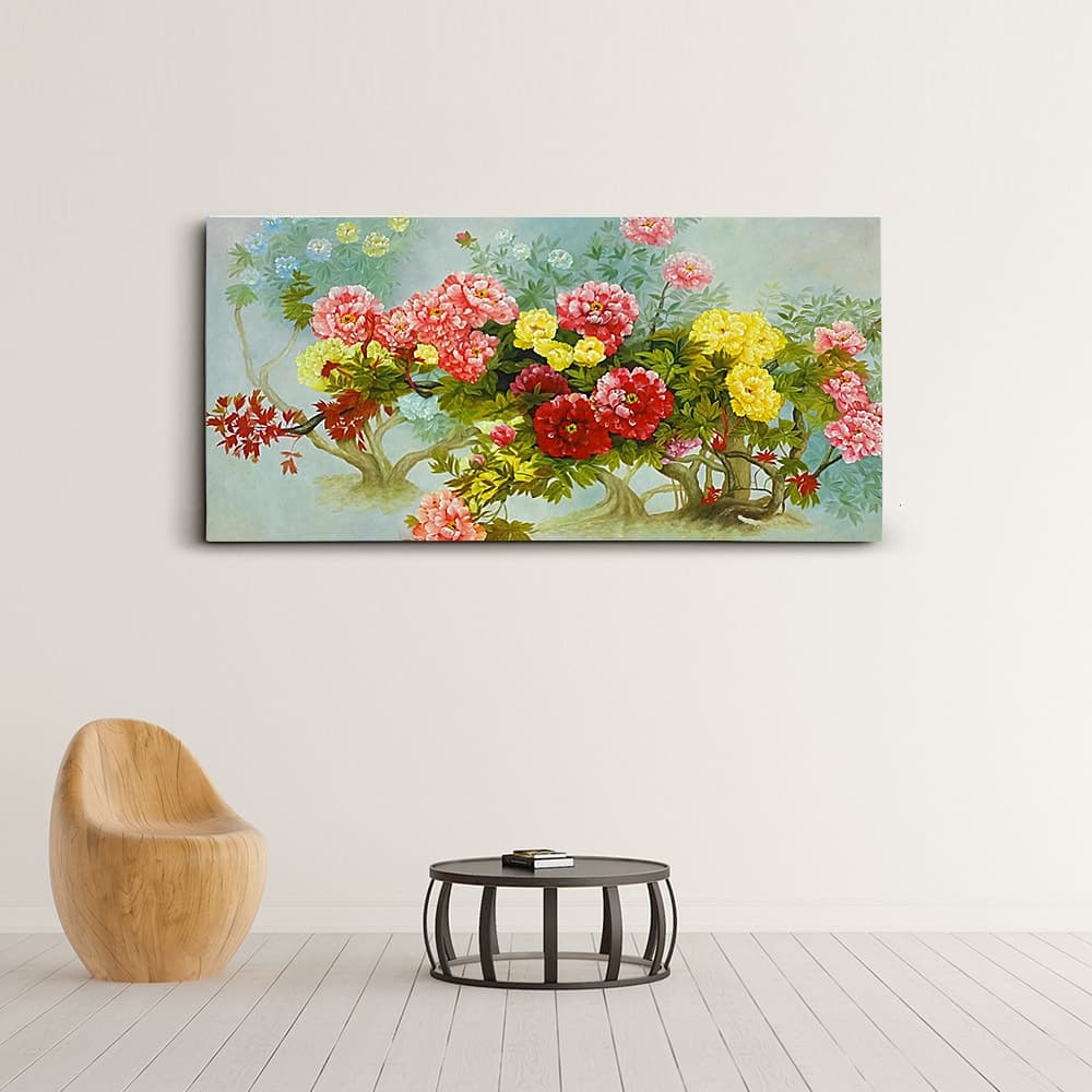 Multicolored Peony Garden on Misty Blue image 7
