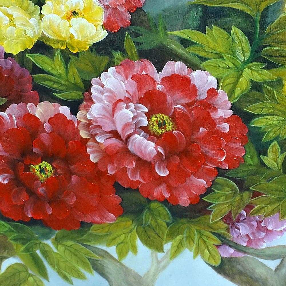 Multicolored Peony Garden on Misty Blue image 3