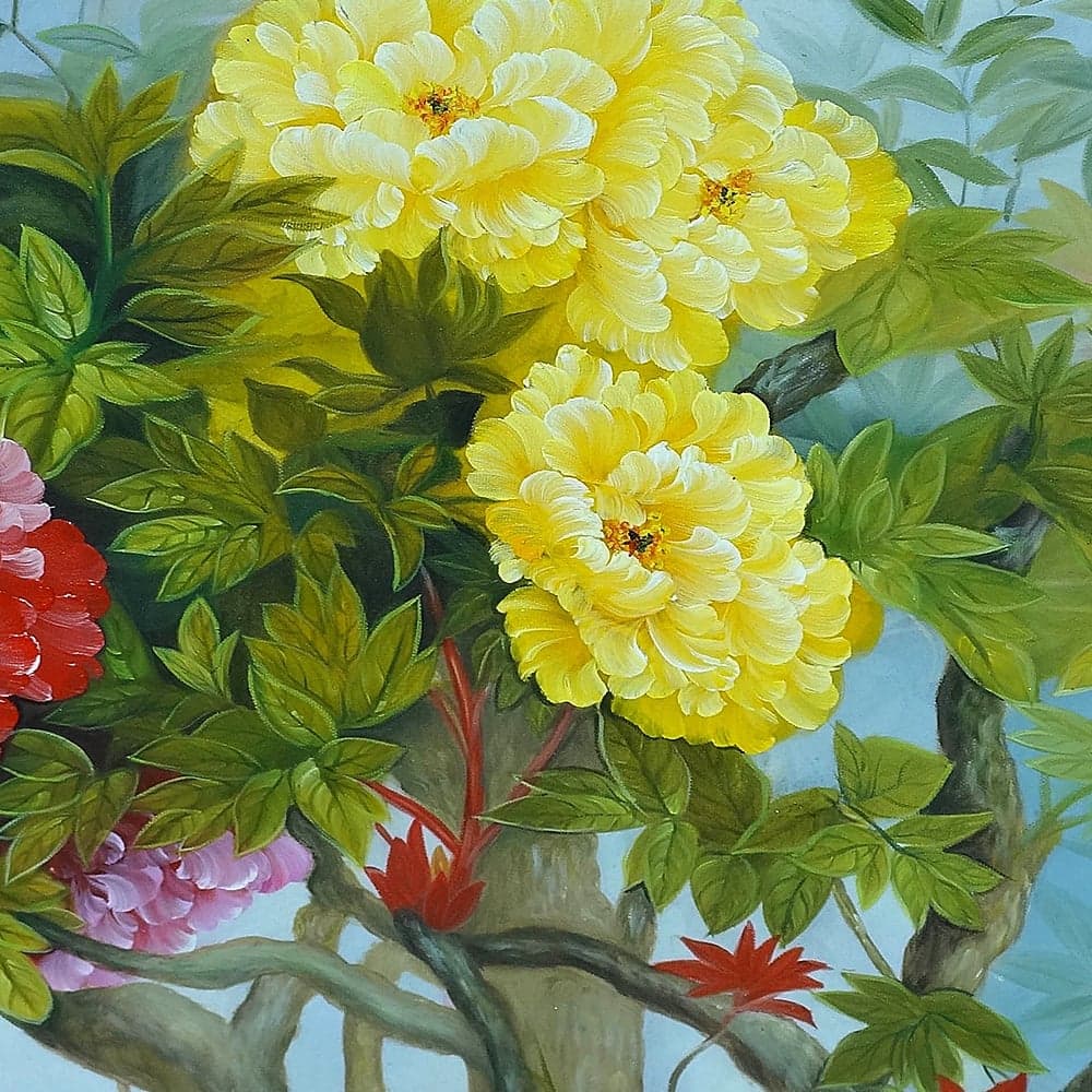 Multicolored Peony Garden on Misty Blue image 5