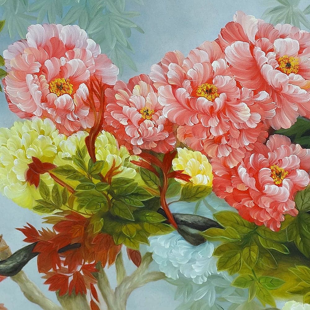 Multicolored Peony Garden on Misty Blue image 4