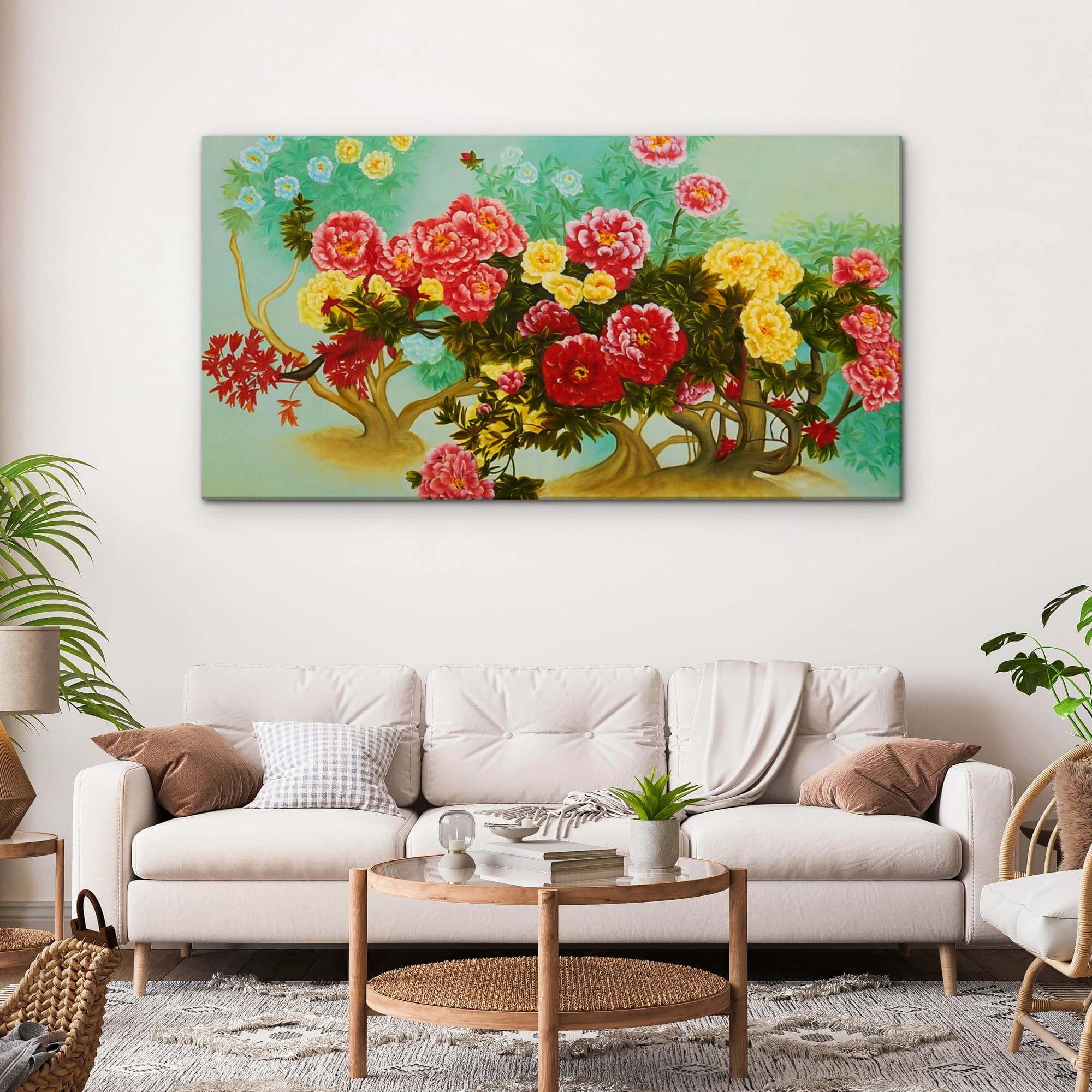 Multicolored Peony Garden on Misty Blue image 8