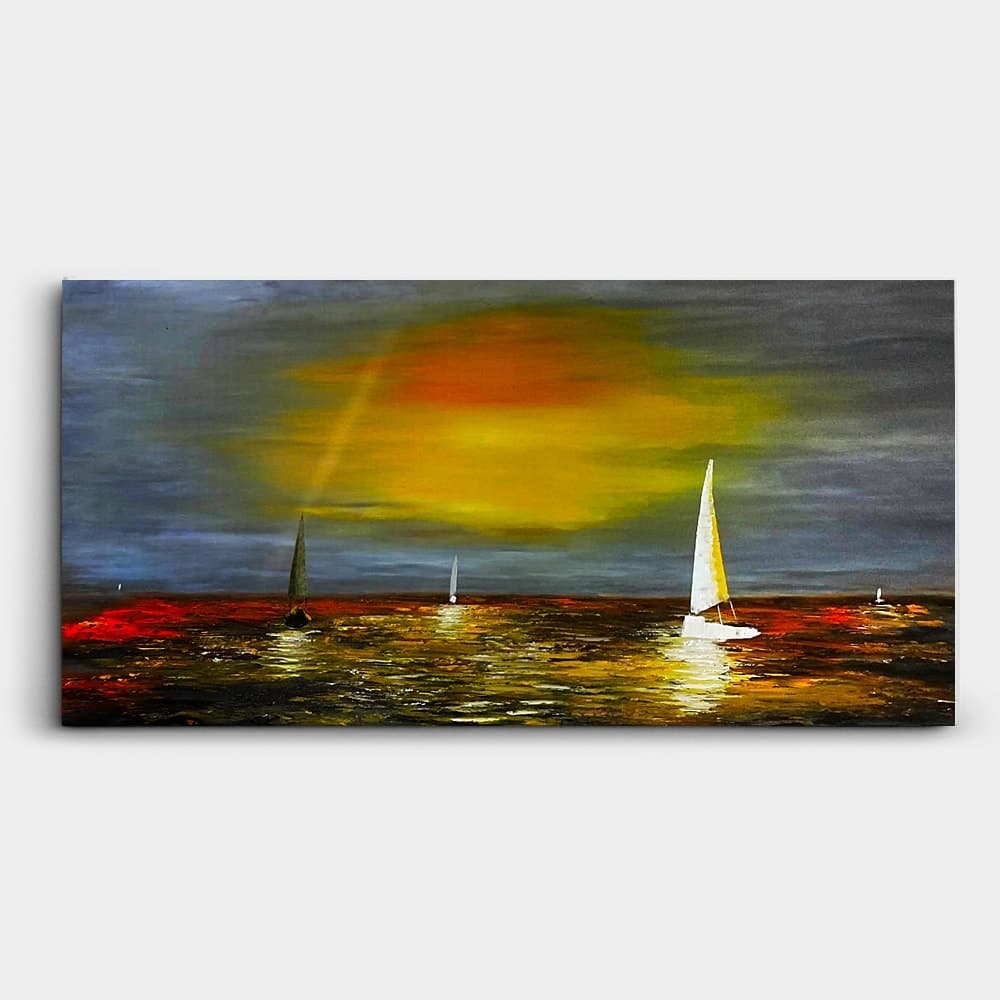 Sailboats at Sunset on the Ocean