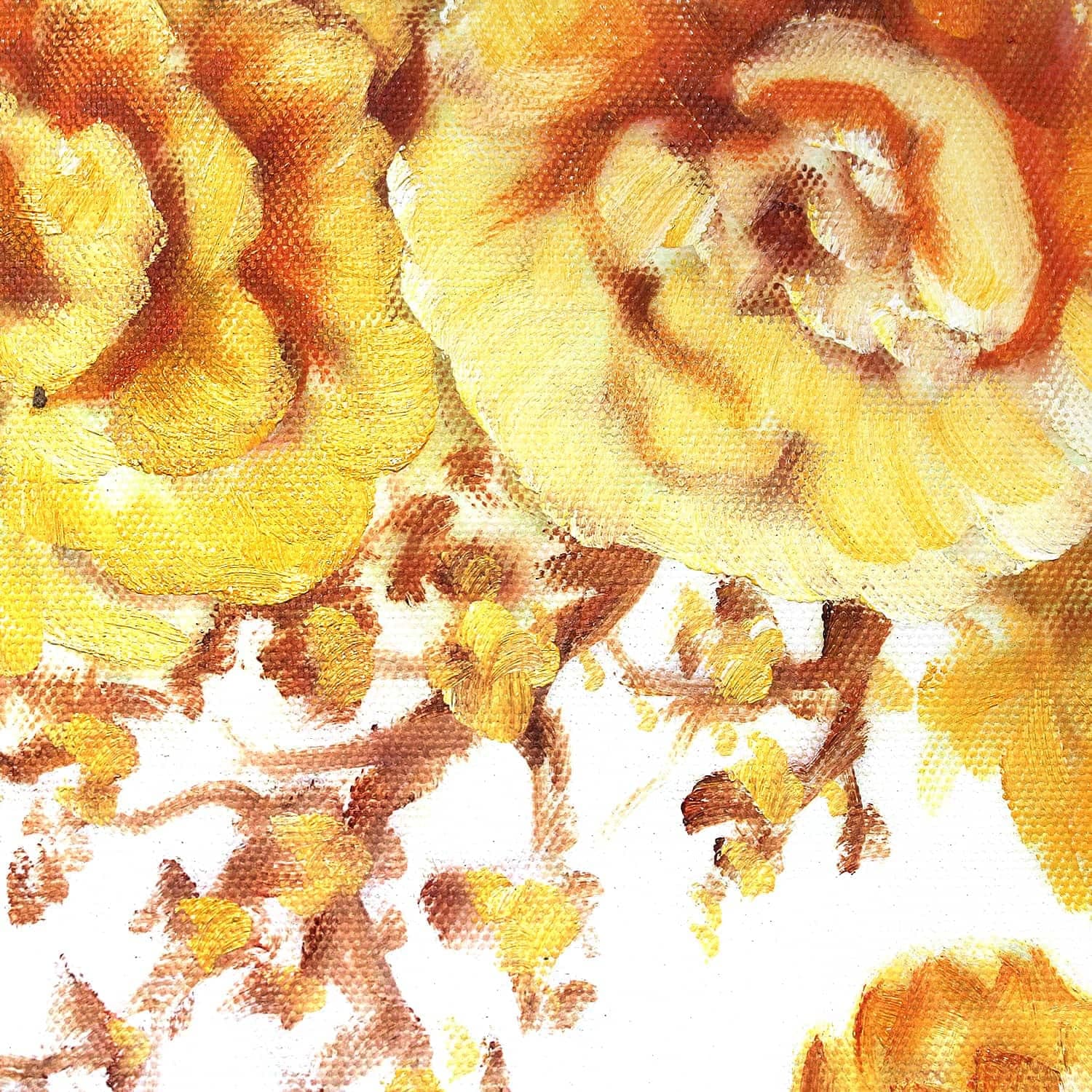 Koi Fish and Golden Peonies on White Canvas image 3