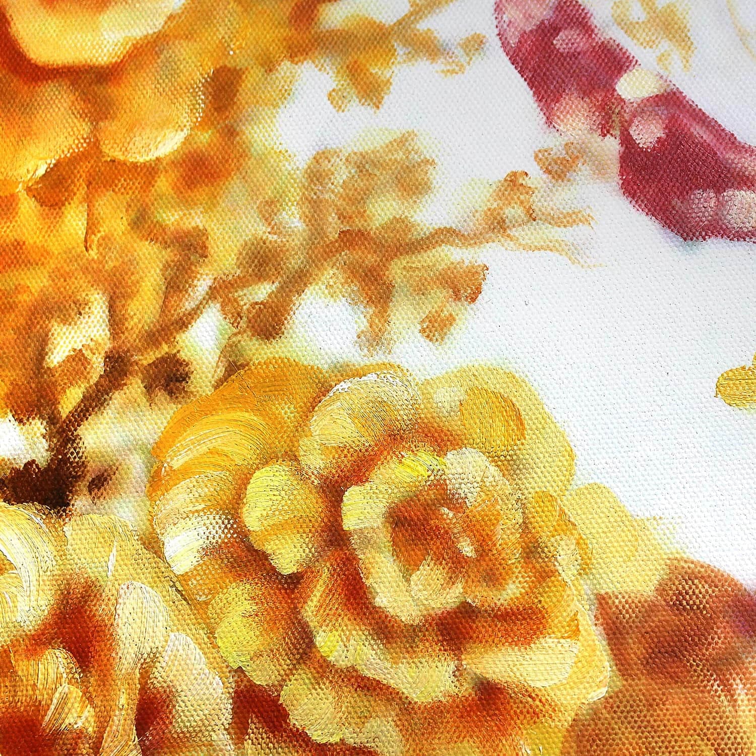 Koi Fish and Golden Peonies on White Canvas image 5