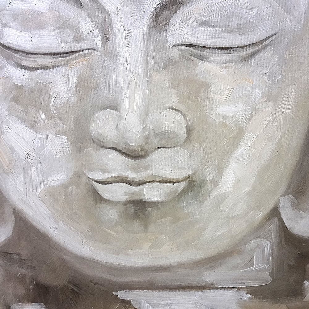 White Buddha Portrait Oil Painting image 4