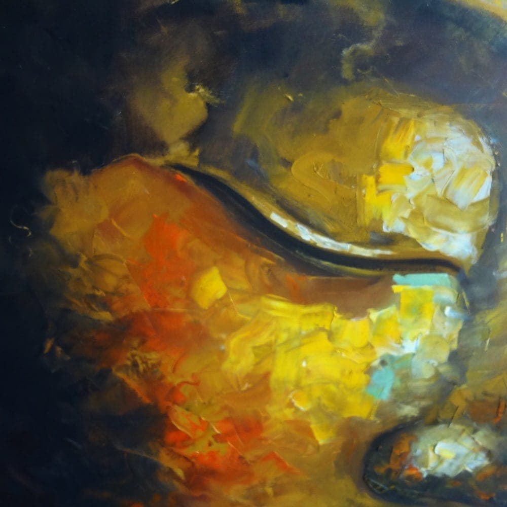 Golden Buddha Face Oil Painting image 3