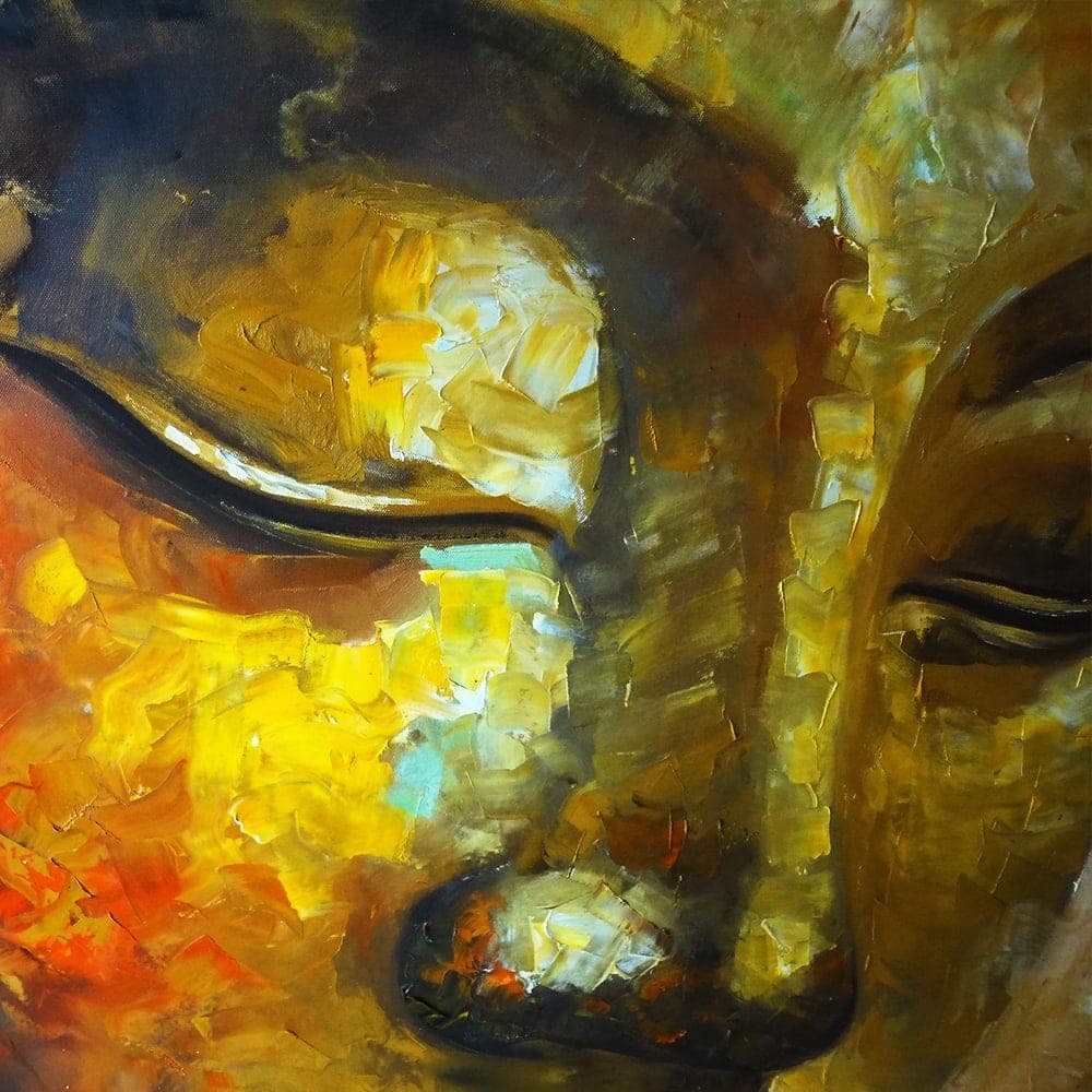 Golden Buddha Face Oil Painting image 2