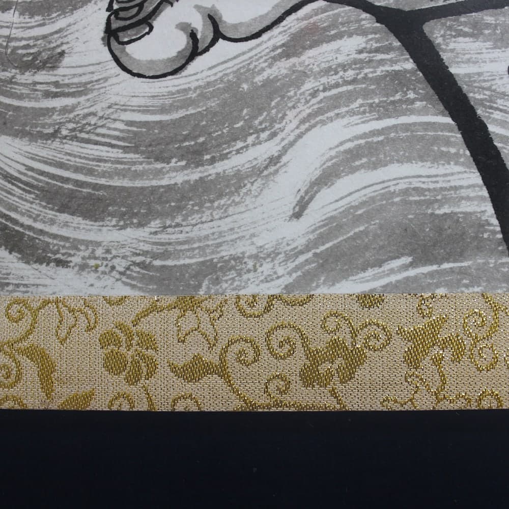 Bodhidharma Full Figure Scroll – The Buddha’s Mind, Black Silk image 3