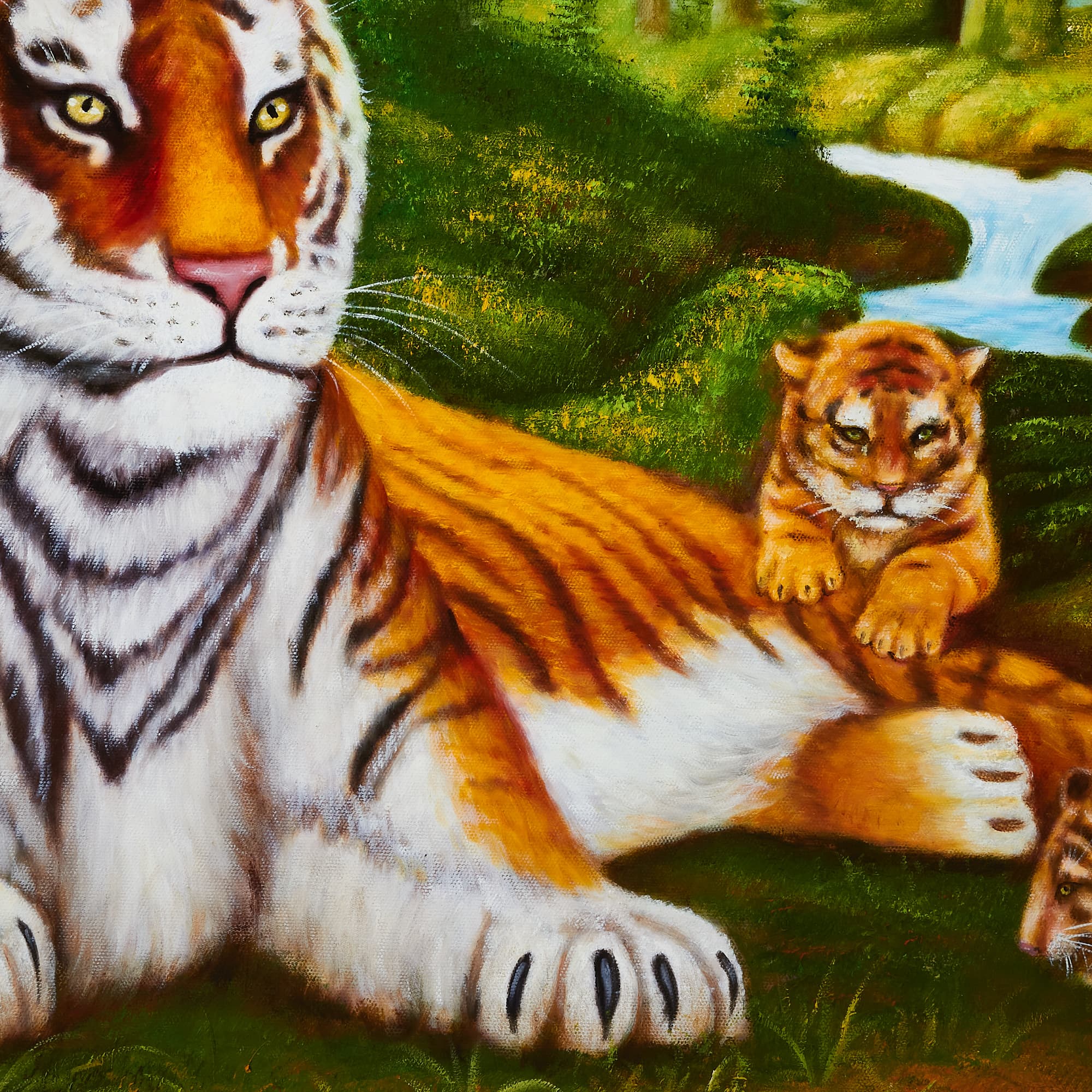 Tiger and Cubs by the Forest Stream image 3