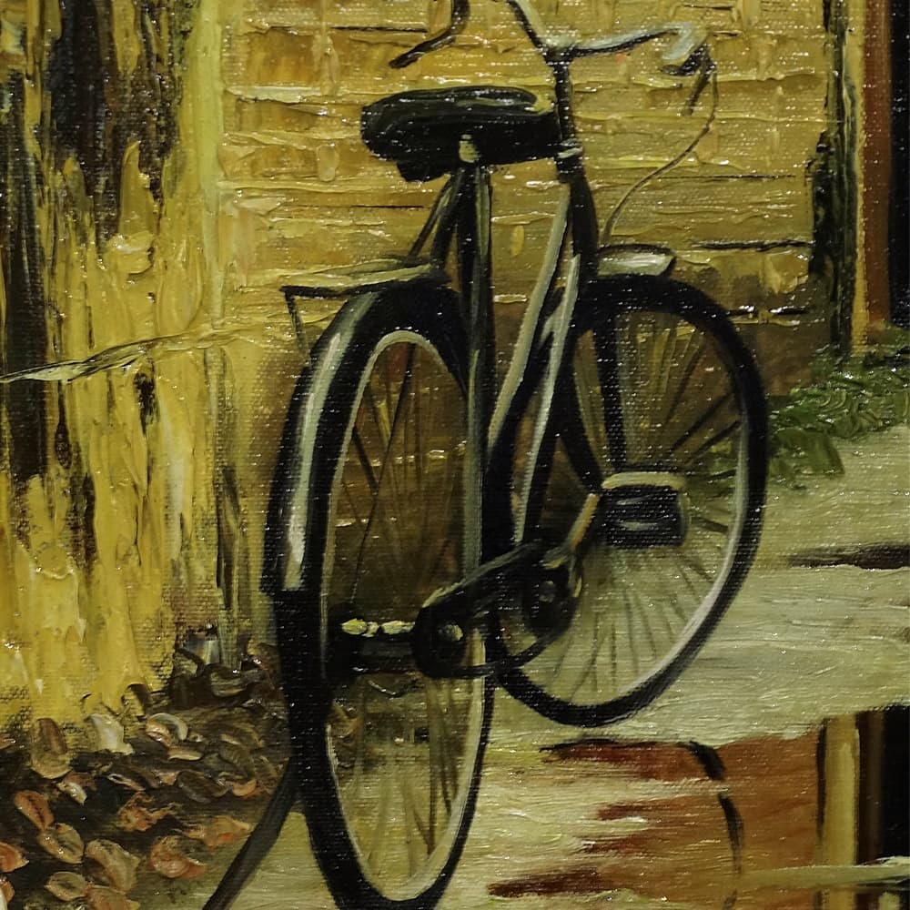 Village Alley with Bicycle After the Rain image 2