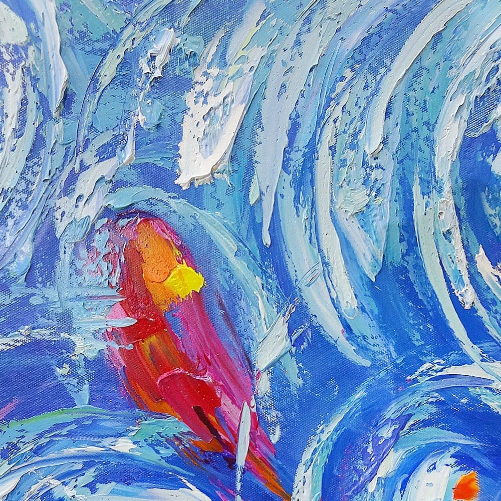 Abstract Koi Fish in Blue Swirling Water image 2