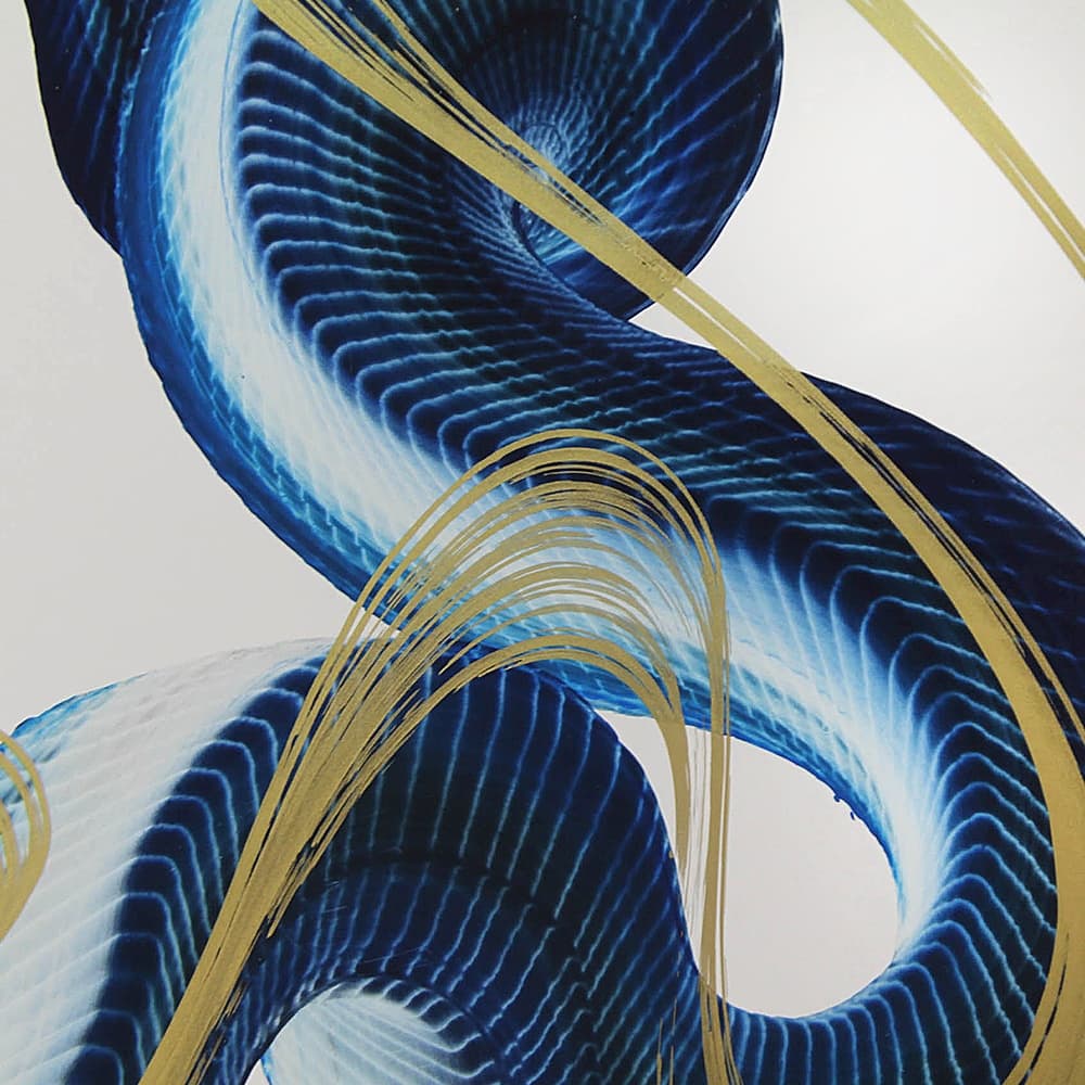Blue Dragon Painting with Happiness Calligraphy image 4