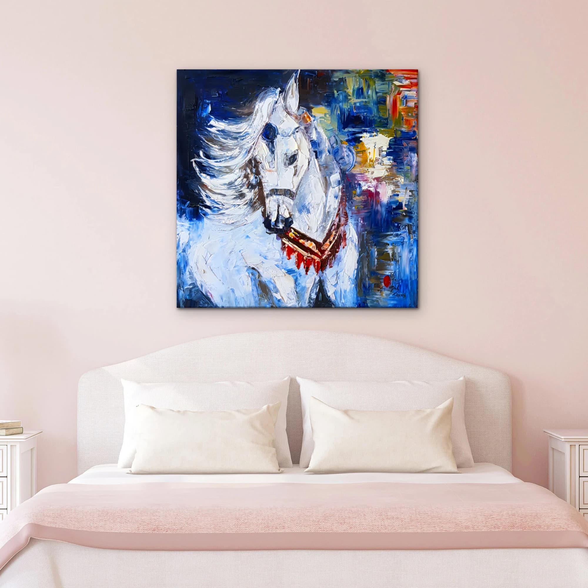 White Horse Portrait Oil Painting image 7