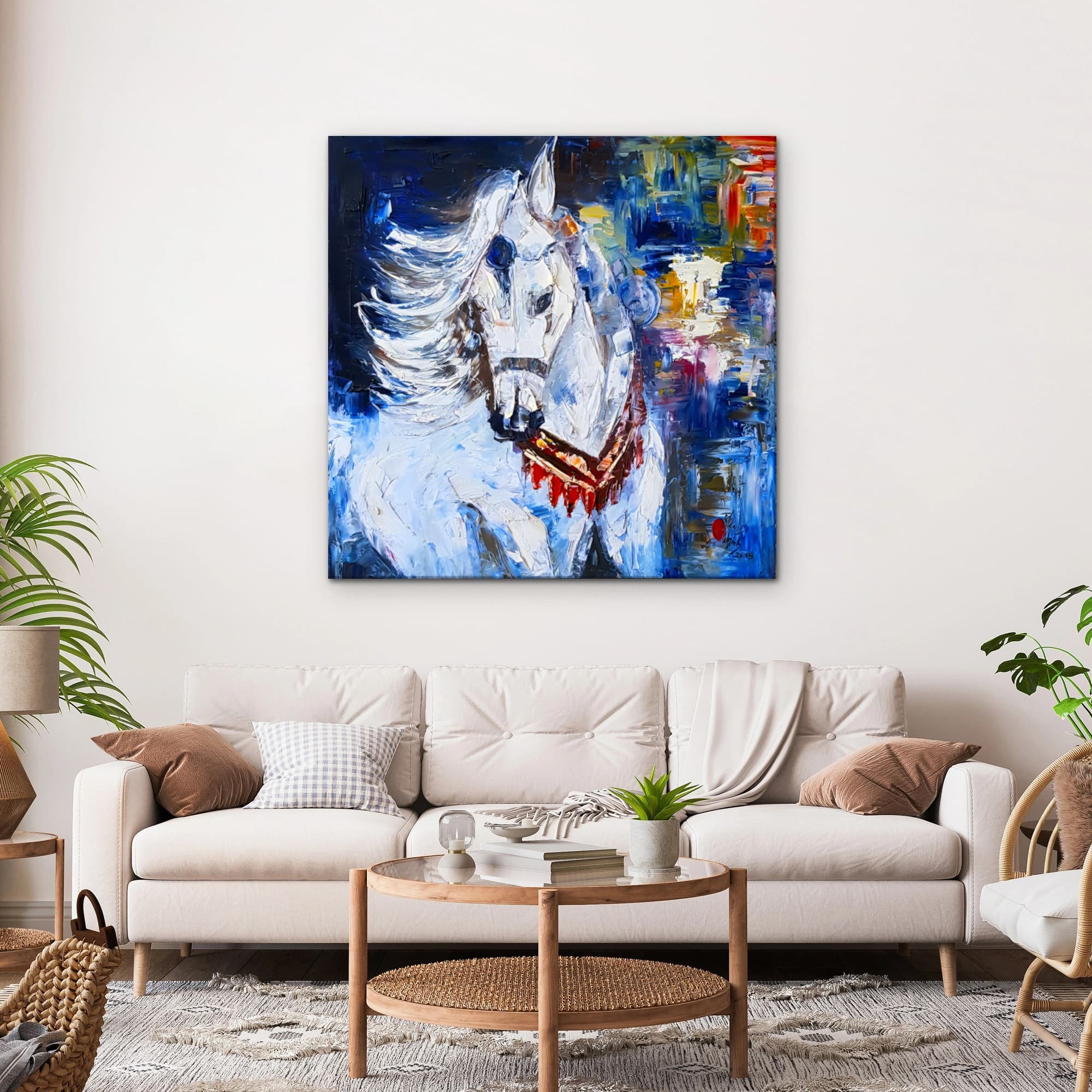 White Horse Portrait Oil Painting image 5