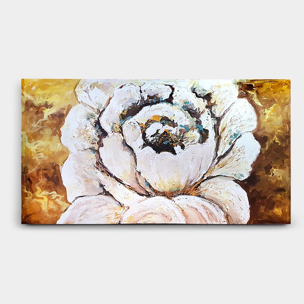 White Flower Close-Up Oil Painting