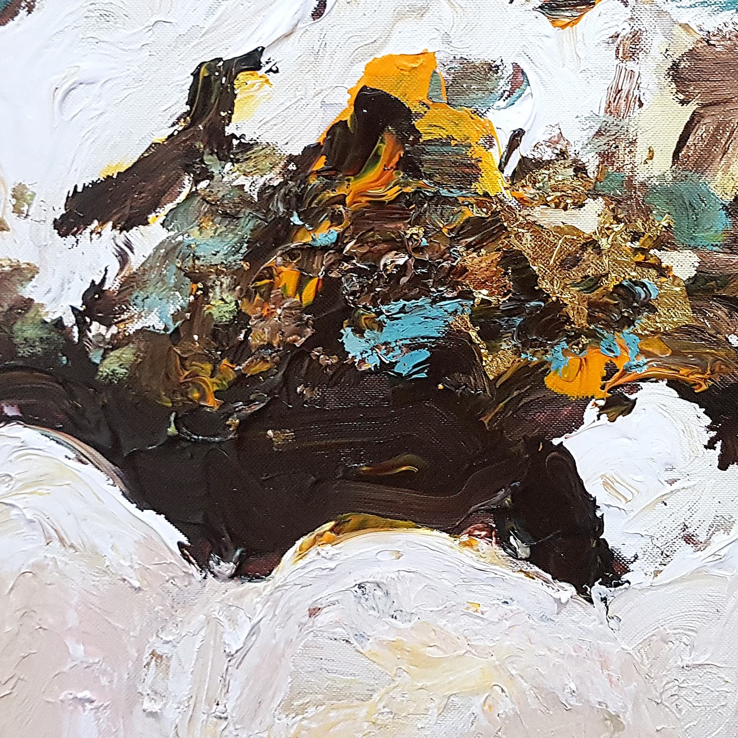 White Flower Close-Up Oil Painting image 6