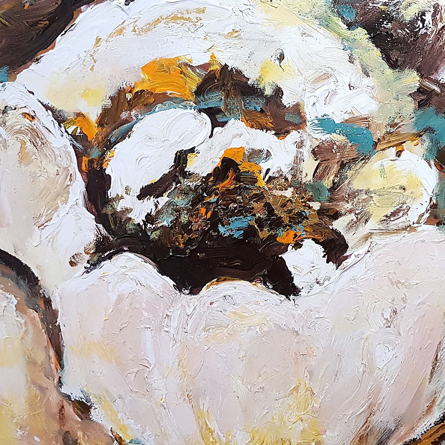White Flower Close-Up Oil Painting image 4