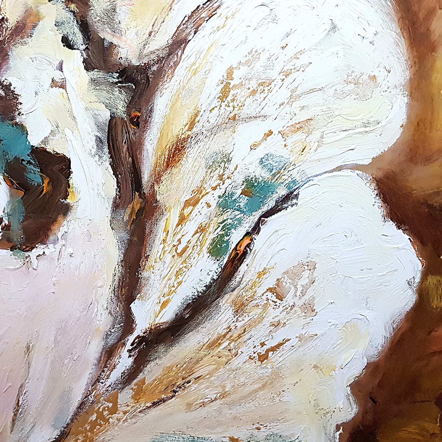 White Flower Close-Up Oil Painting image 3